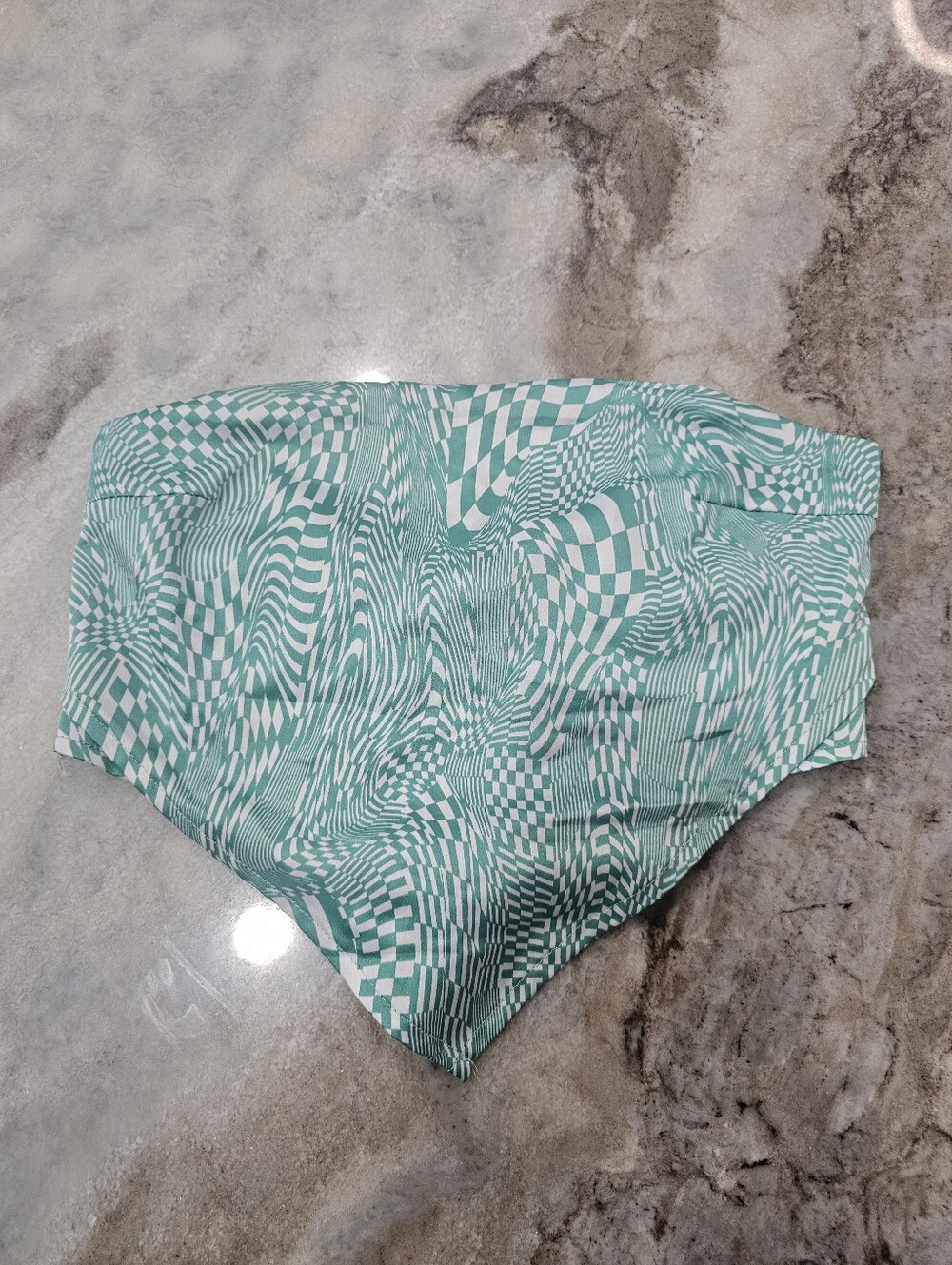 Streetwear Society Handkerchief Tube Top Small Green Checkered Satin Y2K